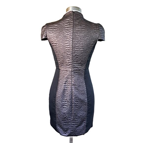 TIBI Metallic Jacquard Cocktail Party Sheath Mini Dress 4 Black Lilac Structured - Picture 5 of 12
